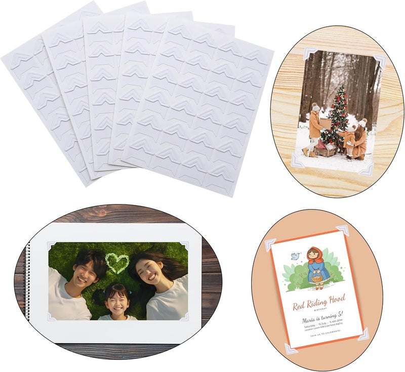 Drokenle 240 Pieces Photo Corners Self Adhesive Photo Corner Stickers, Picture Mounting Corners Acid Free Photo Corner for DIY Scrapbook, Album, Picture Frames, Journal Supplies (White) - Image 4